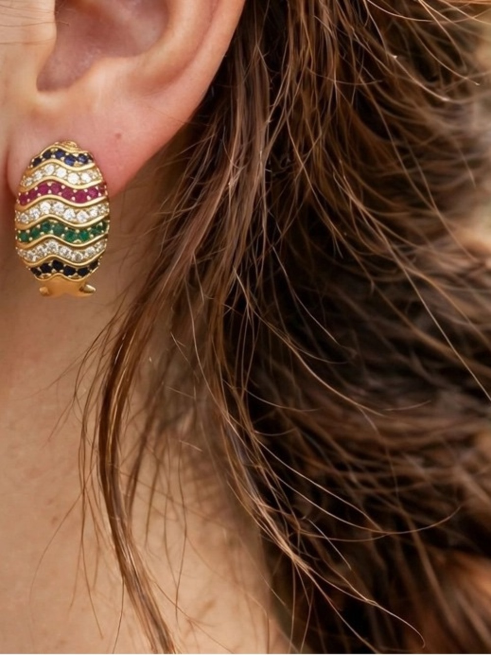 New Amimi Gold Fish Earrings | Rainbow Crystal S925 Post E121